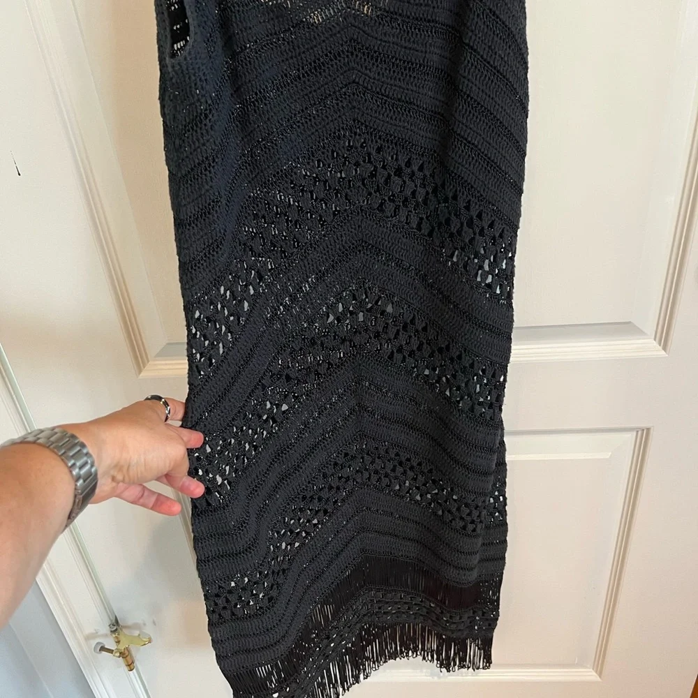 Karen Millen vintage black crochet dress with fringe - Picture 4 of 13